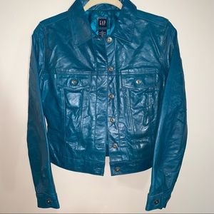 2000 Vintage Turquoise Leather Women’s Sm Gap Jacket